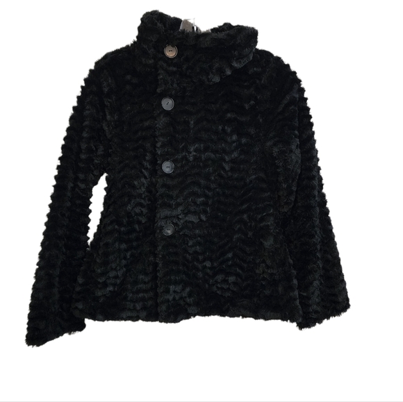 PATAGONIA Girl's Soft Cozy Faux Fur Teddy Bear Black Jacket Pelage